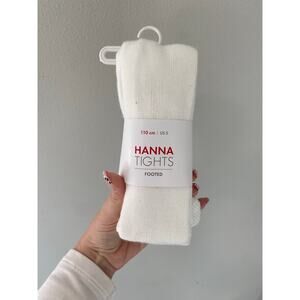 New Hanna Andersson Girls Footed Tights, White Size 5